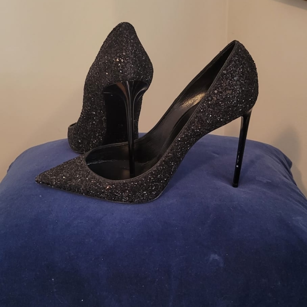 Saint Laurent black sparkle shoes